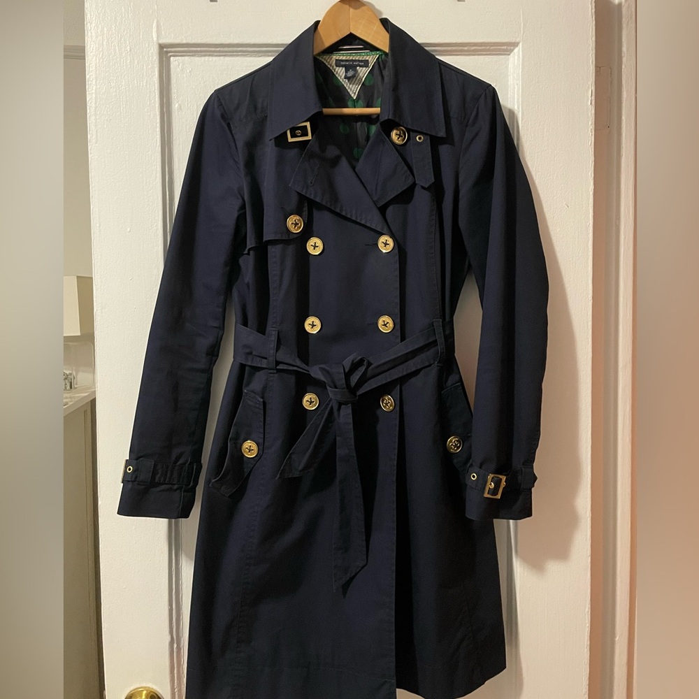 Tommy Hilfiger Trench Coat - Navy - Size Medium
